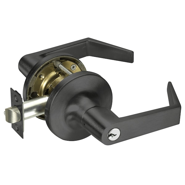 Yale Grade 1 Storeroom/Closet Cylindrical Lock, Augusta Lever, Conventional Cylinder, Black Painted Finis AU5405LN 693 - main